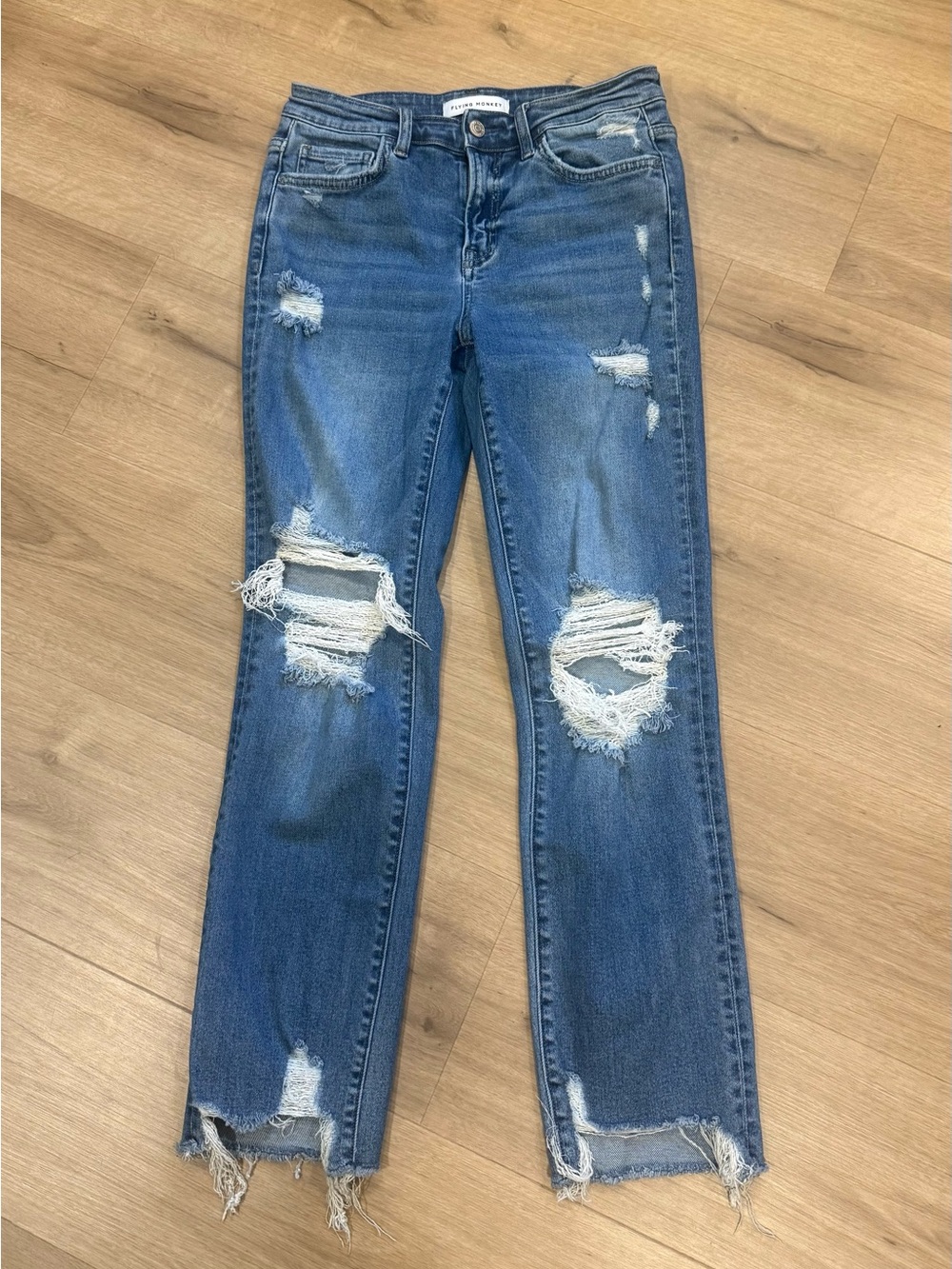 Flying Monkey Cropped Straight-Leg Jeans 27